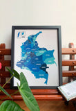 Mapa Colombia, decoración bogotá, cuadros, regalos originales