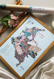 Mapa ilustrado "Colombia en flor"